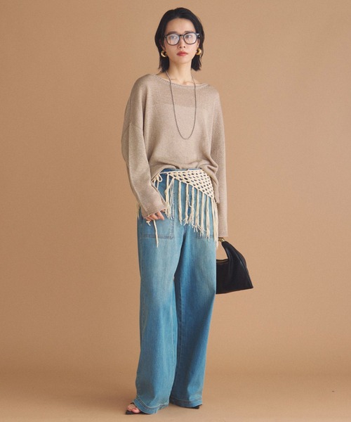 Doux archives(ドゥアルシーヴ)の「【名品・新色追加】ペーパーヤーンプルオーバー(ニット/セーター・レディース・ベージュ/チャコールグレー/ブルー/シルバーグレー/ピンク/サックスブルー・FREE)」の20枚目の写真