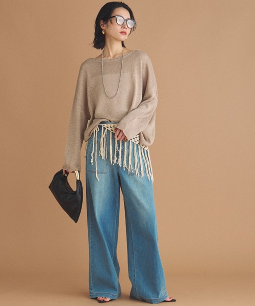 Doux archives(ドゥアルシーヴ)の「【名品・新色追加】ペーパーヤーンプルオーバー(ニット/セーター・レディース・ベージュ/チャコールグレー/ブルー/シルバーグレー/ピンク/サックスブルー・FREE)」の21枚目の写真