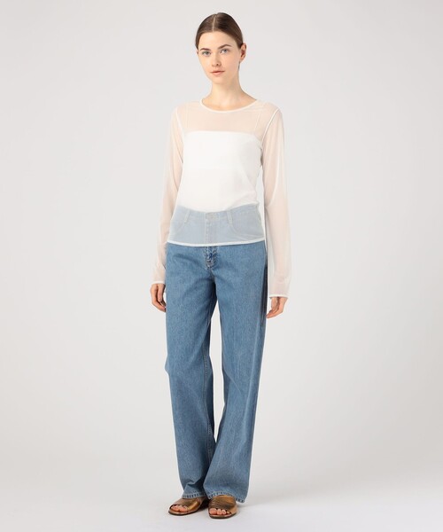 SIMONE WILD(シモーネワイルド)の「Simone Wild MESH EASY LS シアーロングスリーブプルオーバー(Tシャツ/カットソー・レディース・ホワイト・S)」の2枚目の写真
