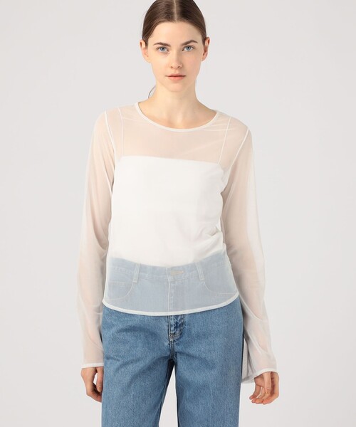 SIMONE WILD(シモーネワイルド)の「Simone Wild MESH EASY LS シアーロングスリーブプルオーバー(Tシャツ/カットソー・レディース・ホワイト・S)」の3枚目の写真