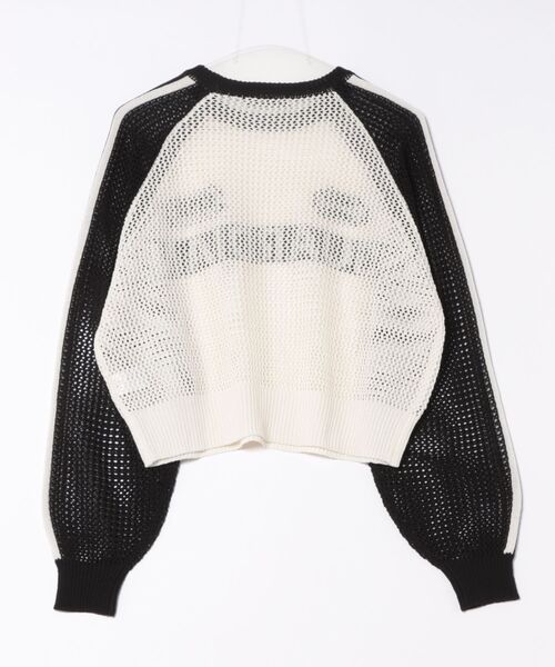 GORGE(ゴージ)の「《メッシュ×ライン袖》レディース ニットプルオーバー 透かし編み 春夏秋(ニット/セーター・レディース・ボルドー/ブラック/グリーン・F)」の12枚目の写真