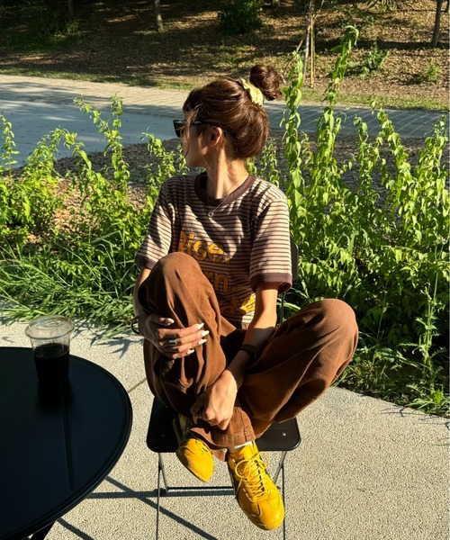 INTER FACTORY（インターファクトリー）の「SARA - ボーダーT（Tシャツ/カットソー・レディース・ブラウン/ブラック・FREE）」の6枚目の写真