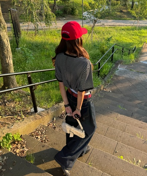 INTER FACTORY（インターファクトリー）の「SARA - ボーダーT（Tシャツ/カットソー・レディース・ブラウン/ブラック・FREE）」の14枚目の写真