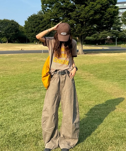 INTER FACTORY（インターファクトリー）の「SARA - ボーダーT（Tシャツ/カットソー・レディース・ブラウン/ブラック・FREE）」の11枚目の写真