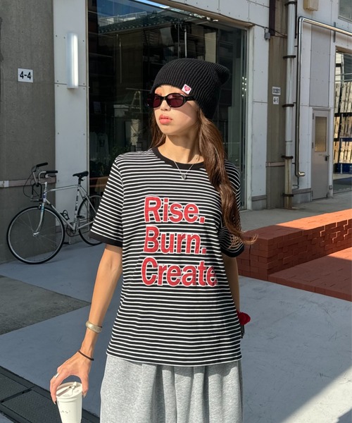 INTER FACTORY（インターファクトリー）の「SARA - ボーダーT（Tシャツ/カットソー・レディース・ブラウン/ブラック・FREE）」の12枚目の写真