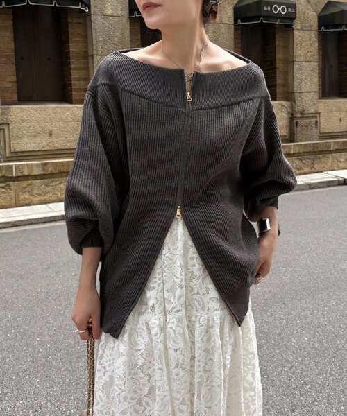 セール】フロントジップニット（ニット/セーター）｜DouDou（ドゥドゥ