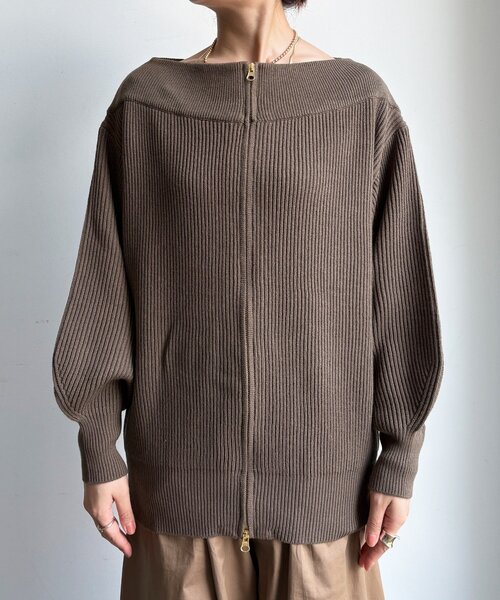 DouDou（ドゥドゥ）の「フロントジップニット（ニット/セーター・レディース・モカ/チャコールグレー/ブラック/アイボリー・FREE）」の15枚目の写真