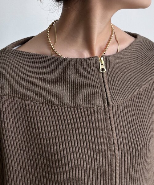 DouDou（ドゥドゥ）の「フロントジップニット（ニット/セーター・レディース・モカ/チャコールグレー/ブラック/アイボリー・FREE）」の18枚目の写真