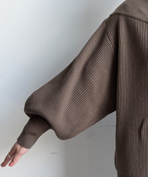 DouDou（ドゥドゥ）の「フロントジップニット（ニット/セーター・レディース・モカ/チャコールグレー/ブラック/アイボリー・FREE）」の20枚目の写真