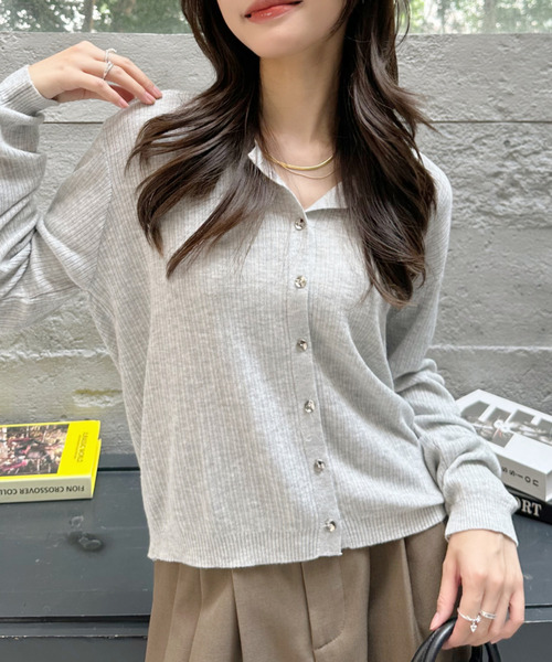 Ada.(エイダ)の「クルーネック リブ ショート カーディガン(カーディガン/ボレロ・レディース・グレー/オフホワイト/ブラック/レッド・FREE)」の12枚目の写真