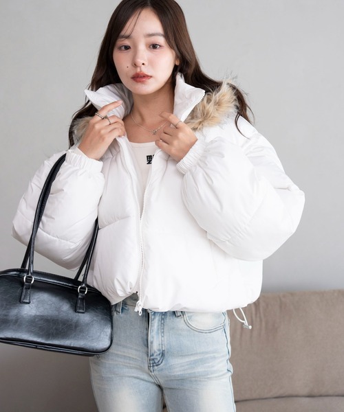 WEGO（ウィゴー）の「WEGO/【25年秋冬新作】2WAYファーフード 中綿ショートブルゾン（ダウンジャケット/コート・レディース・ブラック/ブラウン/ホワイト・SMALL/MEDIUM）」の20枚目の写真