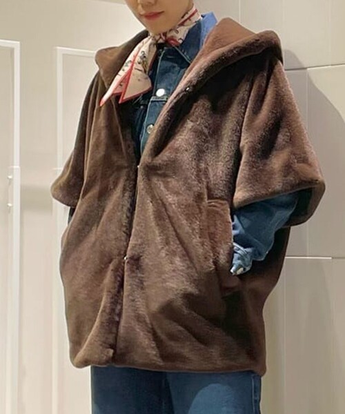 スムースファー フーディーポンチョ（その他アウター）｜BALLSEY