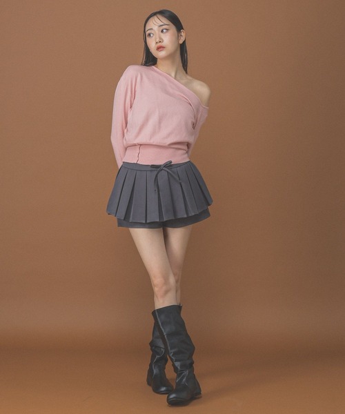 3.3 Field Trip （3.3フィールドトリップ）の「3.3 Field Trip／ワンショルニットプルオーバー（ニット/セーター・レディース・ブラック/ピンク/ホワイト/グレー・FREE）」の9枚目の写真