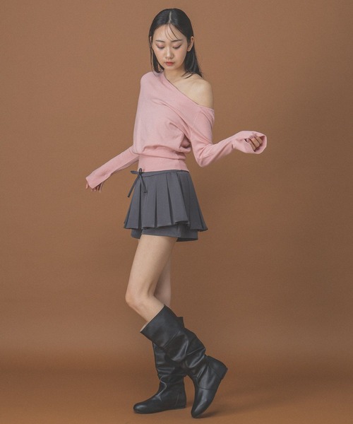 3.3 Field Trip （3.3フィールドトリップ）の「3.3 Field Trip／ワンショルニットプルオーバー（ニット/セーター・レディース・ブラック/ピンク/ホワイト/グレー・FREE）」の10枚目の写真