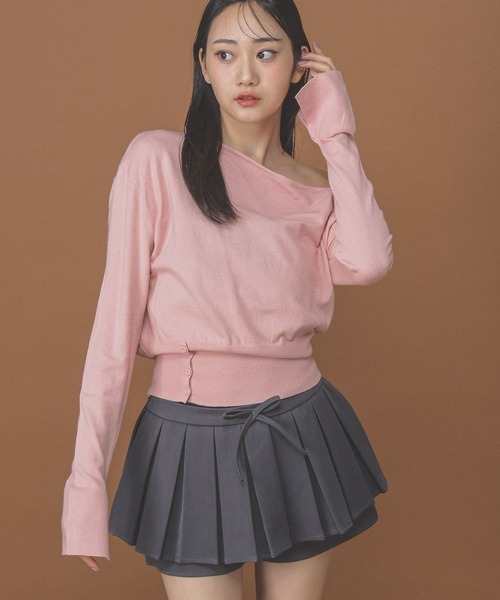 3.3 Field Trip （3.3フィールドトリップ）の「3.3 Field Trip／ワンショルニットプルオーバー（ニット/セーター・レディース・ブラック/ピンク/ホワイト/グレー・FREE）」の13枚目の写真