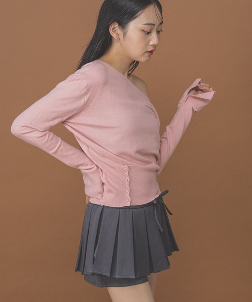 3.3 Field Trip （3.3フィールドトリップ）の「3.3 Field Trip／ワンショルニットプルオーバー（ニット/セーター・レディース・ブラック/ピンク/ホワイト/グレー・FREE）」の14枚目の写真