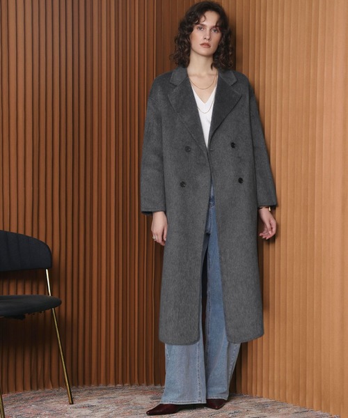 ELFRANK(エルフランク)の「【Premium】上質ウール チェスターコート ロングコート 冬 ロング丈 ウールコート(チェスターコート・レディース・オフホワイト/グレー/チャコールグレー/ブラック/ライトベージュ/ブラウン・FREE/M/L)」の9枚目の写真
