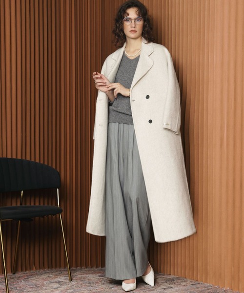 ELFRANK(エルフランク)の「【Premium】上質ウール チェスターコート ロングコート 冬 ロング丈 ウールコート(チェスターコート・レディース・オフホワイト/グレー/チャコールグレー/ブラック/ライトベージュ/ブラウン・FREE/M/L)」の13枚目の写真