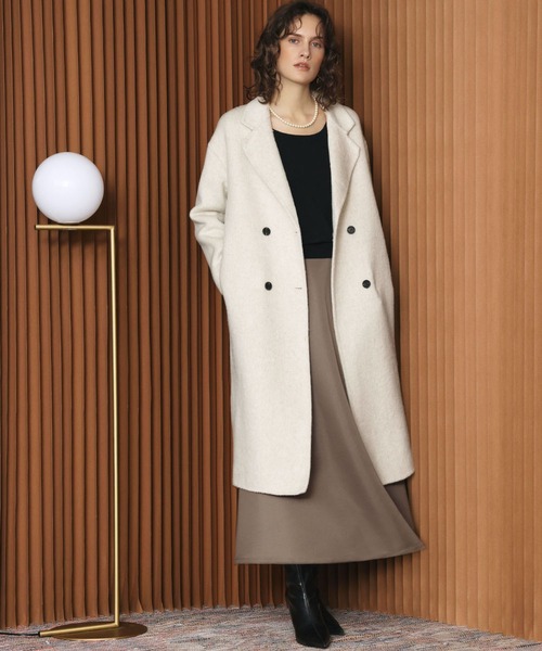 ELFRANK(エルフランク)の「【Premium】上質ウール チェスターコート ロングコート 冬 ロング丈 ウールコート(チェスターコート・レディース・オフホワイト/グレー/チャコールグレー/ブラック/ライトベージュ/ブラウン・FREE/M/L)」の15枚目の写真