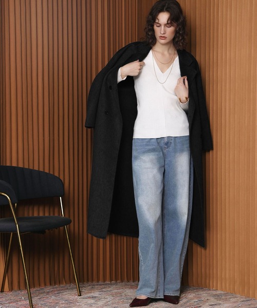 ELFRANK(エルフランク)の「【Premium】上質ウール チェスターコート ロングコート 冬 ロング丈 ウールコート(チェスターコート・レディース・オフホワイト/グレー/チャコールグレー/ブラック/ライトベージュ/ブラウン・FREE/M/L)」の21枚目の写真
