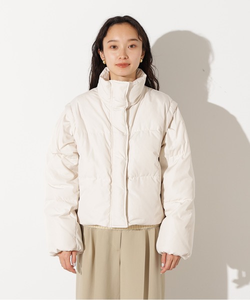 N.(N. Natural Beauty Basic)(エヌエヌナチュラルビューティーベーシック)の「【袖取り外し可能】2WAYショートダウン(ダウンジャケット/コート・レディース・ブラック/オフホワイト・MEDIUM/SMALL)」の12枚目の写真