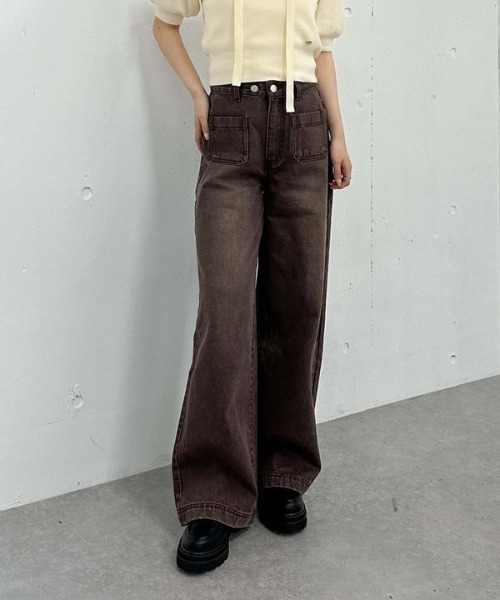 archives（アルシーヴ）の「フロントポケットデニム（デニムパンツ・レディース・ブラウン/ブラック・SMALL/MEDIUM）」の2枚目の写真
