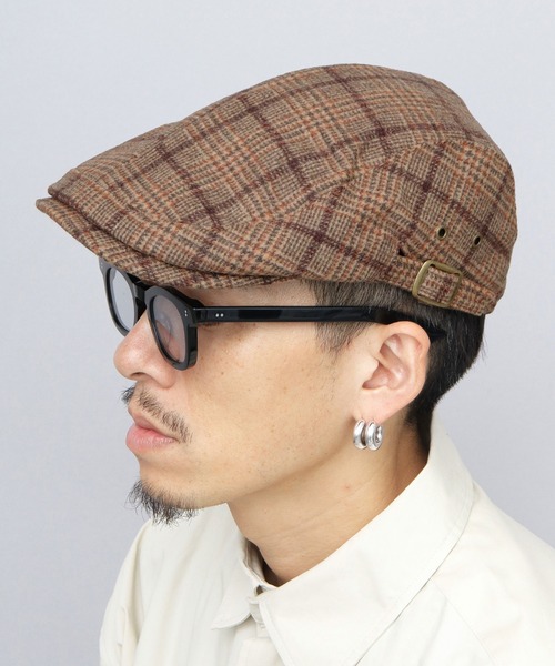 A.M.S.(エーエムエス)の「ウール混 チェックツイード ハンチング(ハンチング/ベレー帽・メンズ・ブラウン/ブラック・FREE)」の2枚目の写真