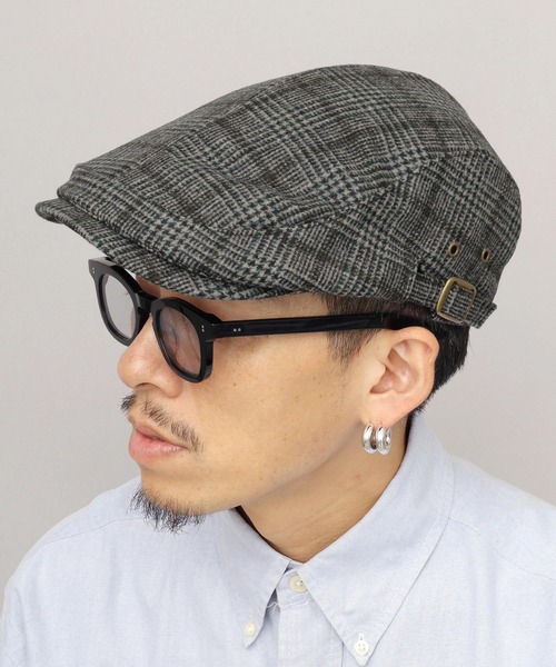 A.M.S.(エーエムエス)の「ウール混 チェックツイード ハンチング(ハンチング/ベレー帽・メンズ・ブラウン/ブラック・FREE)」の1枚目の写真