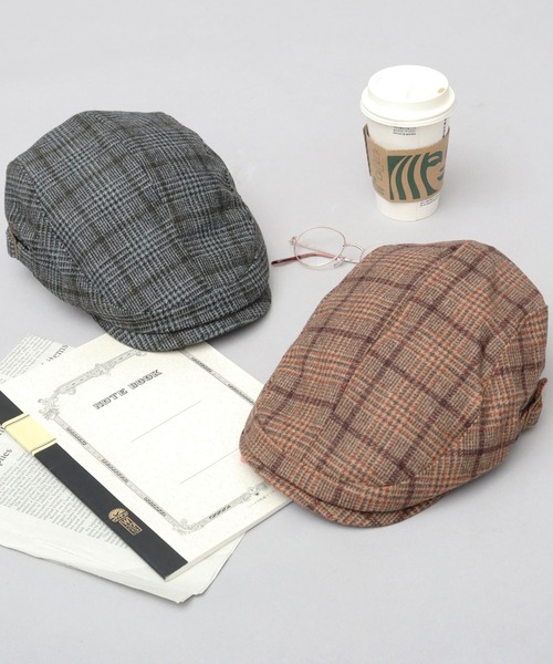 A.M.S.(エーエムエス)の「ウール混 チェックツイード ハンチング(ハンチング/ベレー帽・メンズ・ブラウン/ブラック・FREE)」の19枚目の写真