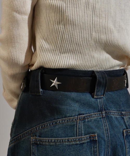 Chick(チック)の「Original Design Studded Faux Leather Belt / デザインスタッズ フェイクレザー ベルト(ベルト・レディース・ブラック・FREE)」の5枚目の写真