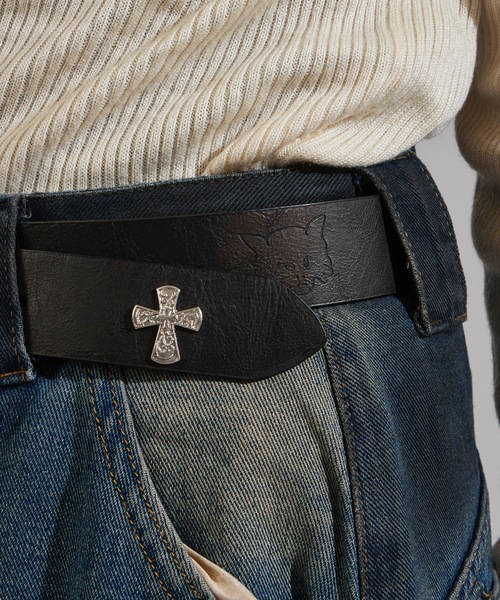 Chick(チック)の「Original Design Studded Faux Leather Belt / デザインスタッズ フェイクレザー ベルト(ベルト・レディース・ブラック・FREE)」の2枚目の写真