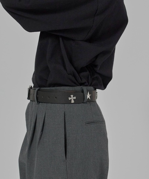 Chick(チック)の「Original Design Studded Faux Leather Belt / デザインスタッズ フェイクレザー ベルト(ベルト・レディース・ブラック・FREE)」の12枚目の写真