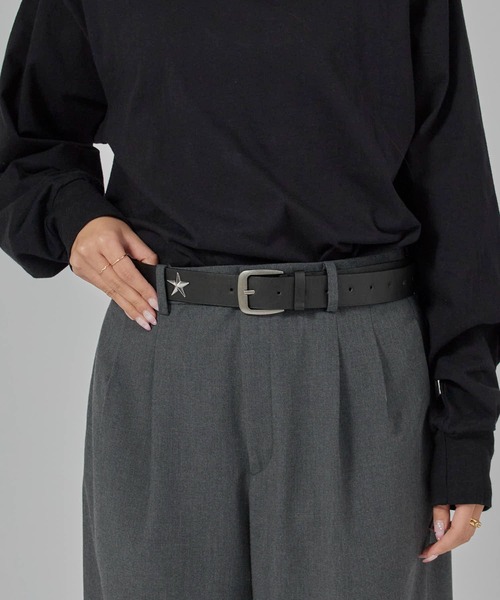 Chick(チック)の「Original Design Studded Faux Leather Belt / デザインスタッズ フェイクレザー ベルト(ベルト・レディース・ブラック・FREE)」の14枚目の写真