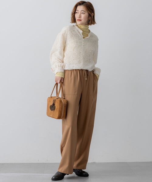 洗える】ナチュラルストレッチサキソニー ベイカー ドロスト パンツ