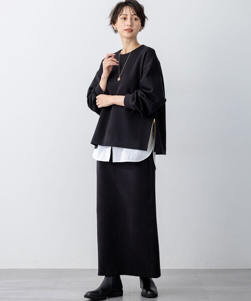 23区 L(ニジュウサンクオオキイサイズ)の「【洗える】コットンエアーダンボール Iライン スカート(スカート・レディース・ベージュ系/ライトグレー系/ブラック系・44/46/48)」の8枚目の写真