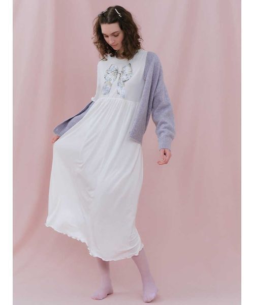 SNIDEL HOME（スナイデルホーム）の「【5th Anniversary】カラーカーディガン（ルームウェア/パジャマ・レディース・アイボリー/ライトブルー/グレー/ピンク/ラベンダー・F）」の12枚目の写真