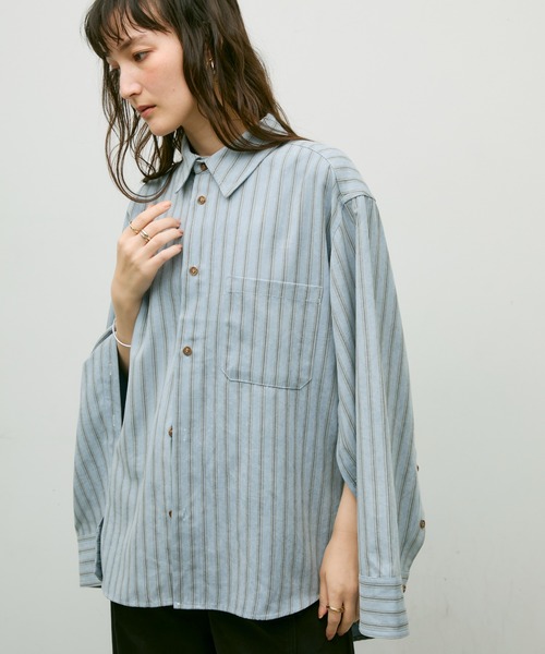 Lutim by u(ルチバイユー)の「Ethical suede over shirt / エシカルスエードオーバーシャツ(シャツ/ブラウス・レディース・ベージュ/ブラウン/ブルー・FREE)」の3枚目の写真