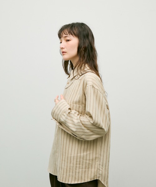 Lutim by u(ルチバイユー)の「Ethical suede over shirt / エシカルスエードオーバーシャツ(シャツ/ブラウス・レディース・ベージュ/ブラウン/ブルー・FREE)」の4枚目の写真