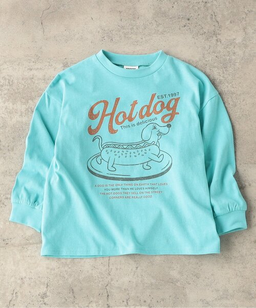 BREEZE(ブリーズ)の「【WEB限定/ジュニア対応】グラフィックバリエーション長袖Tシャツ(Tシャツ/カットソー・キッズ・オレンジ/ミント/ネイビー/ベージュ/チャコール/イエロー/サックスブルー/ピンク/オフホワイト/グレー・140/110/100/130/120/150/90)」の7枚目の写真