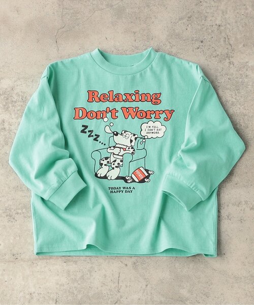 BREEZE(ブリーズ)の「【WEB限定/ジュニア対応】グラフィックバリエーション長袖Tシャツ(Tシャツ/カットソー・キッズ・オレンジ/ミント/ネイビー/ベージュ/チャコール/イエロー/サックスブルー/ピンク/オフホワイト/グレー・140/110/100/130/120/150/90)」の5枚目の写真