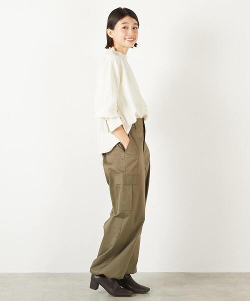 MELROSE claire（メルローズ クレール）の「【シャドーギンガムサッカースタンドフリルブラウス】（シャツ/ブラウス・レディース・アイボリー/ブラック/キャメル・FREE）」の9枚目の写真