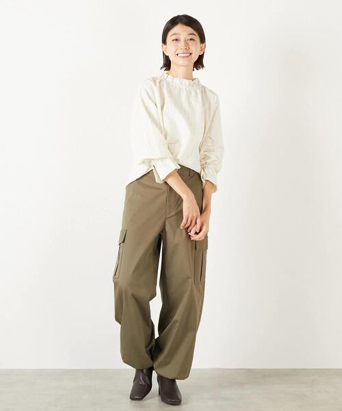 MELROSE claire（メルローズ クレール）の「【シャドーギンガムサッカースタンドフリルブラウス】（シャツ/ブラウス・レディース・アイボリー/ブラック/キャメル・FREE）」の11枚目の写真