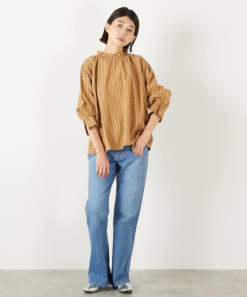 MELROSE claire（メルローズ クレール）の「【シャドーギンガムサッカースタンドフリルブラウス】（シャツ/ブラウス・レディース・アイボリー/ブラック/キャメル・FREE）」の13枚目の写真