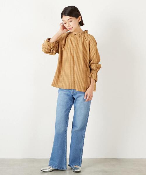 MELROSE claire（メルローズ クレール）の「【シャドーギンガムサッカースタンドフリルブラウス】（シャツ/ブラウス・レディース・アイボリー/ブラック/キャメル・FREE）」の14枚目の写真