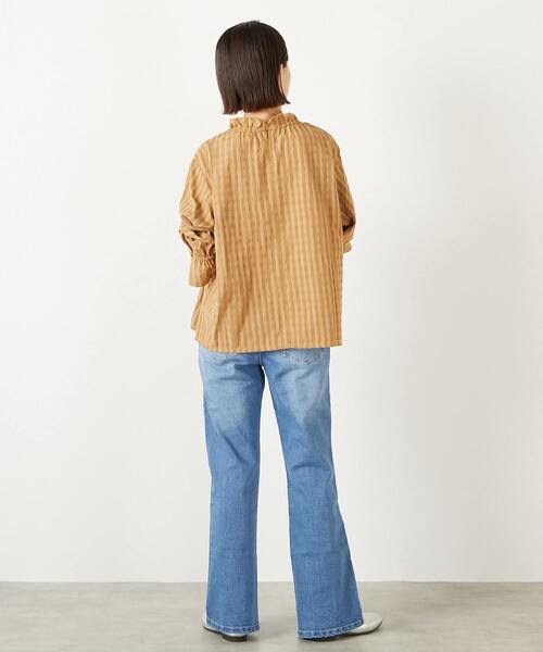 MELROSE claire（メルローズ クレール）の「【シャドーギンガムサッカースタンドフリルブラウス】（シャツ/ブラウス・レディース・アイボリー/ブラック/キャメル・FREE）」の16枚目の写真