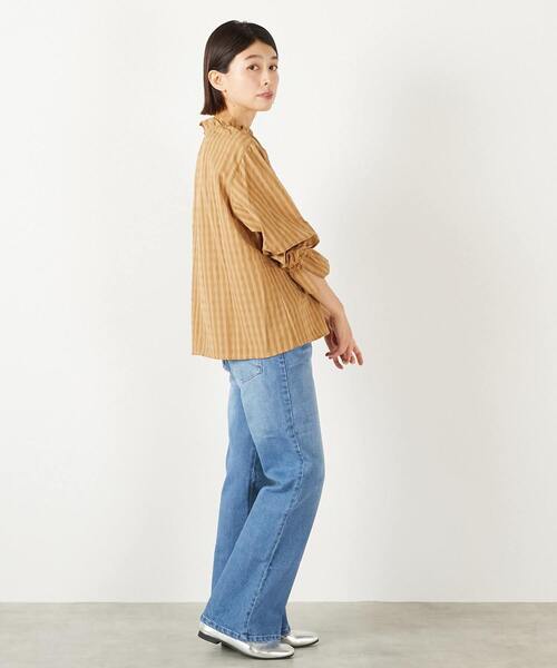 MELROSE claire（メルローズ クレール）の「【シャドーギンガムサッカースタンドフリルブラウス】（シャツ/ブラウス・レディース・アイボリー/ブラック/キャメル・FREE）」の17枚目の写真