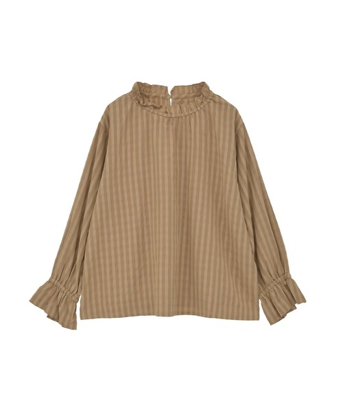 MELROSE claire（メルローズ クレール）の「【シャドーギンガムサッカースタンドフリルブラウス】（シャツ/ブラウス・レディース・アイボリー/ブラック/キャメル・FREE）」の20枚目の写真