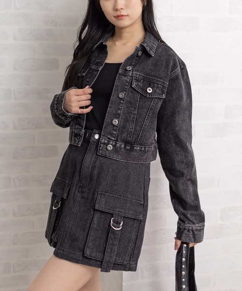 CLEAR BASIC（クリアベーシック）の「ショート丈デニムジャケット［大人 カジュアル 着回し力抜群］≪AW新作≫（デニムジャケット・レディース・ブラック/ブルー・F）」の2枚目の写真