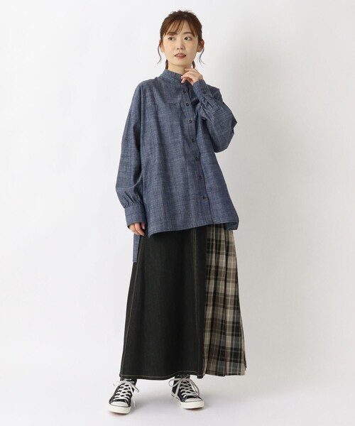 one'sterrace(ワンズテラス)の「デニム&チェック プリーツスカート(スカート・レディース・ブラック系8/ネイビー系5・02)」の14枚目の写真