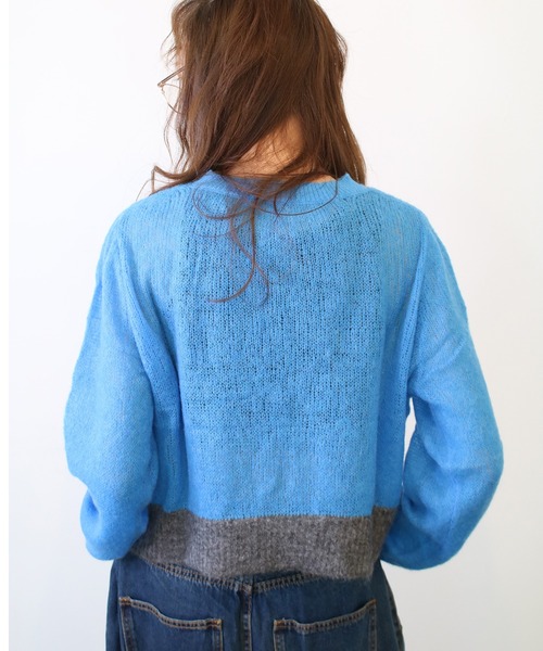 CYAN TOKYO】ウールモヘア配色ショートPO（ニット/セーター